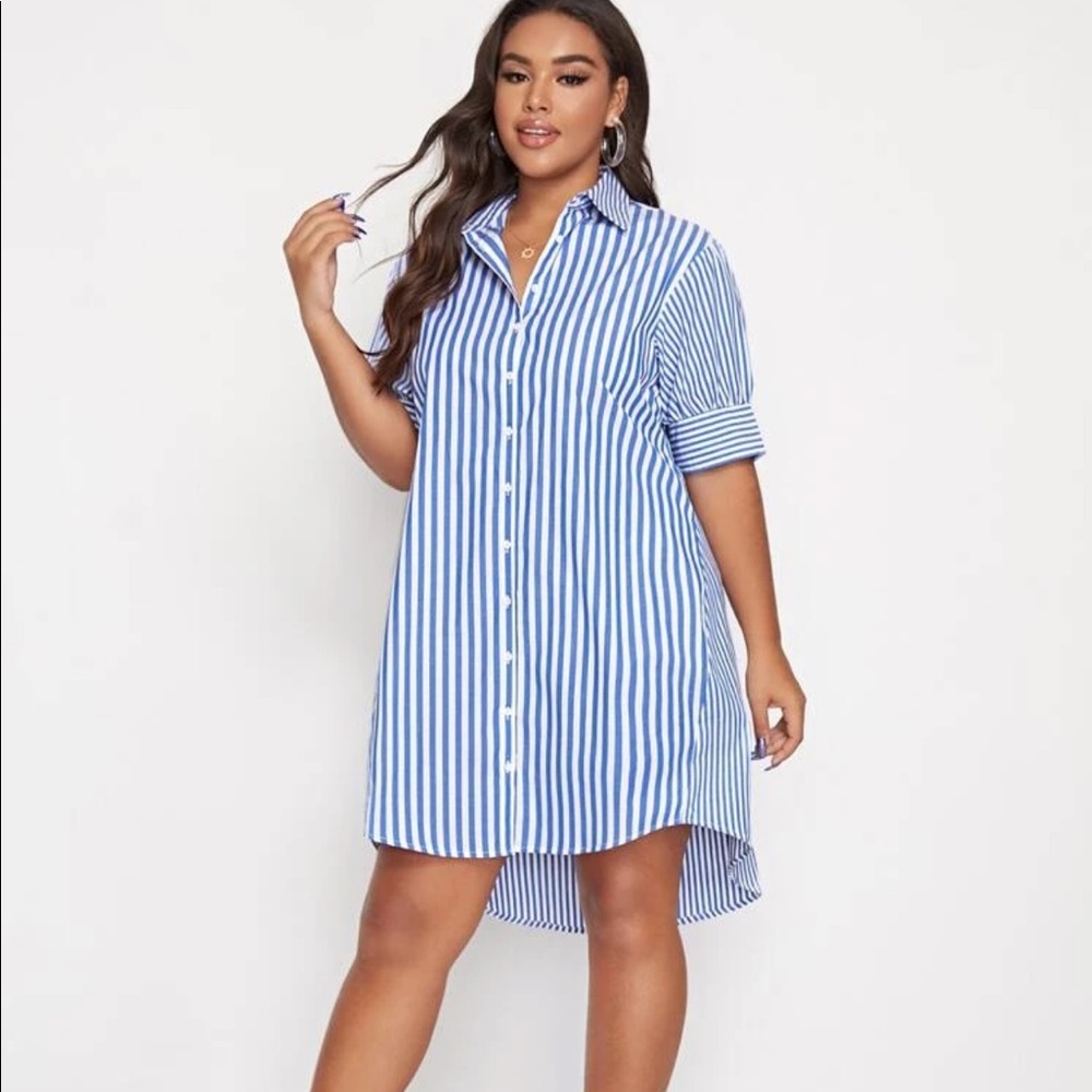 SHEIN Cute casual blue & white dress! Sz 5xl